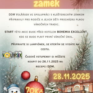 S vánoční ozdobou na zámek