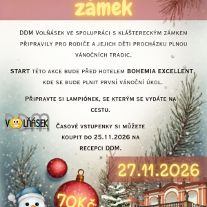 S vánoční ozdobou na zámek